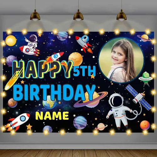 Vista 18 de Cartel de feliz cumpleaños beige personalizado para telón de fondo grande de feliz cumpleaños, globo aerostático, fiesta, interior y exterior