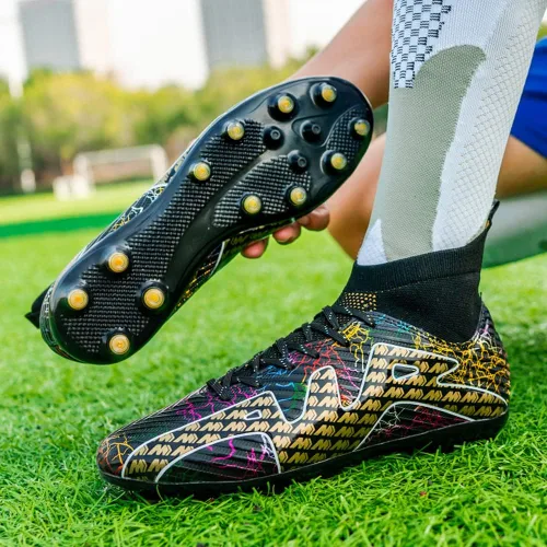 Vista 5 de DimaiGlobal Zapatos de fútbol para hombre, tacos de césped, zapatos de fútbol de alta calidad, transpirables, atléticos, botas de fútbol