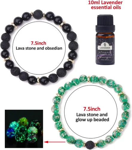 Vista 15 de 7 Chakra Bracelet Real Crystal Stone Beads Essential Oil Set Yoga Meditation Protection Lava Rock Jewelry Gifts for Women Men