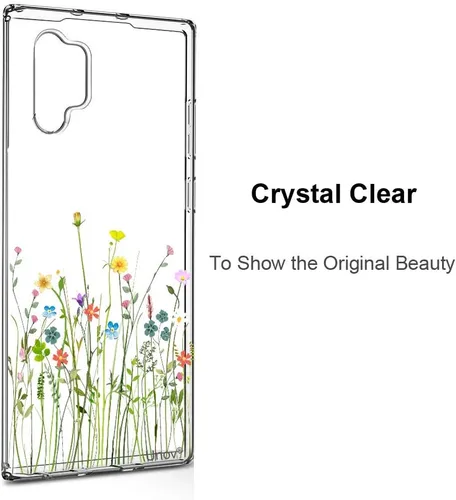 Vista 2 de Unov Funda para Galaxy Note 10 Plus Note 10 Plus 5G, transparente, con diseño, TPU suave, absorción de golpes, patrón delgado en relieve protector