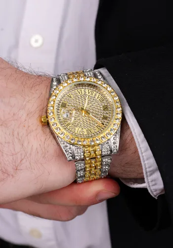 Vista 2 de Accesorio de Reloj Dorado Bling para Disfraz Multicolor