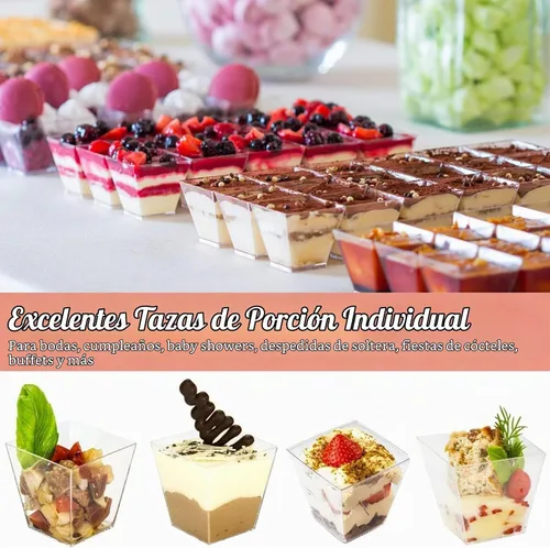 Vista 4 de Zezzxu Tazas de postre de 2 onzas con cucharas, 200 piezas sirven 100