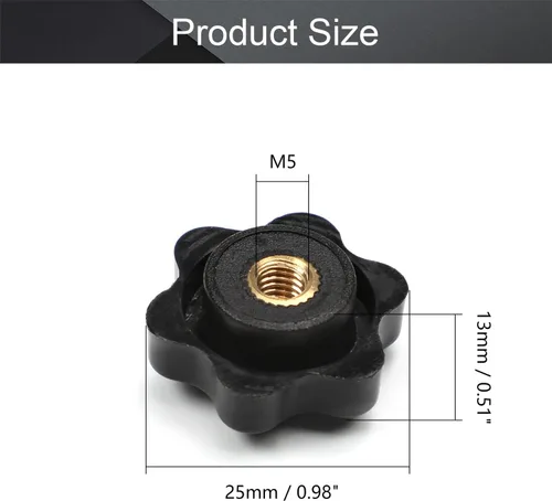 Vista 2 de MroMax Manija de sujeción Gripandles Perillas de tornillo Manijas M5 Roscado en forma de estrella 5pcs
