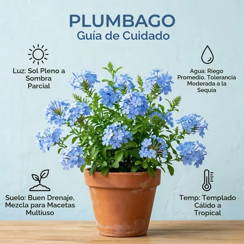 Vista 3 de 4 plantas vivas de plumbago azul, arbusto floreciente, 4-7 pulgadas de alto