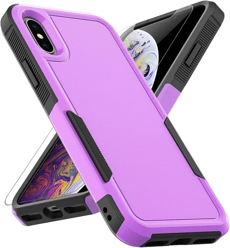 Vista 11 de Funda para iPhone X/iPhone Xs: funda protectora de doble capa resistente para teléfono celular, a prueba de golpes, resistente, con protector