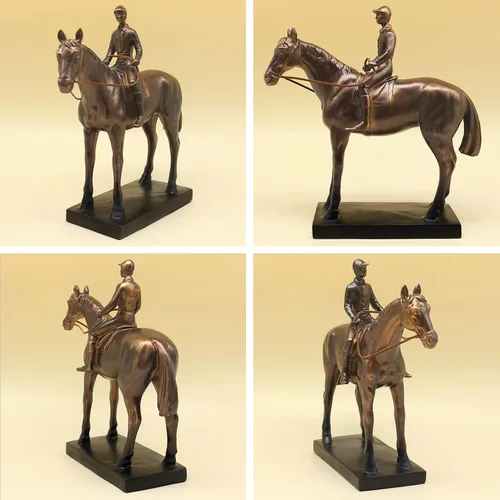 Vista 3 de Lukitas Estatuas y esculturas de jinete de caballos, figura de carreras de caballos, decoración del hogar, regalo ecuestre para amantes