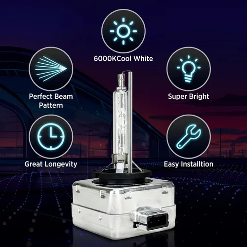 Vista 5 de Innovited Bombillas de Faros de Xenón HID D1S 10000K Azul Frío Luz Alta y Baja 66144 66140 85140 85415, etc Bombilla de Repuesto - Paquete de 2