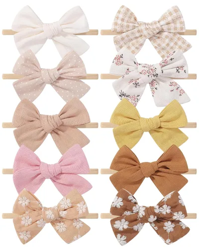 Vista 14 de doboi 3 diademas para el 4 de julio para niñas Star - Bandas de nailon y lino para el cabello, hechas a mano, accesorios para el cabello