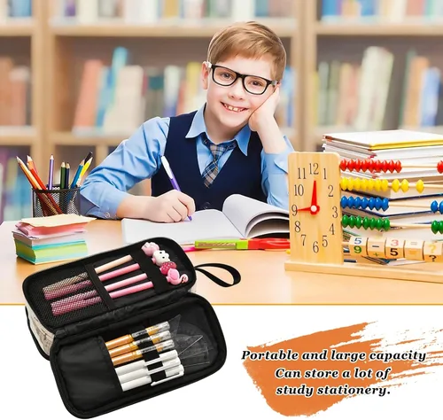 Vista 6 de Fisyme Cowboy Western Desert - Estuche para lápices de gran capacidad, estuche para maquillaje, organizador de papelería, para escuela, oficina
