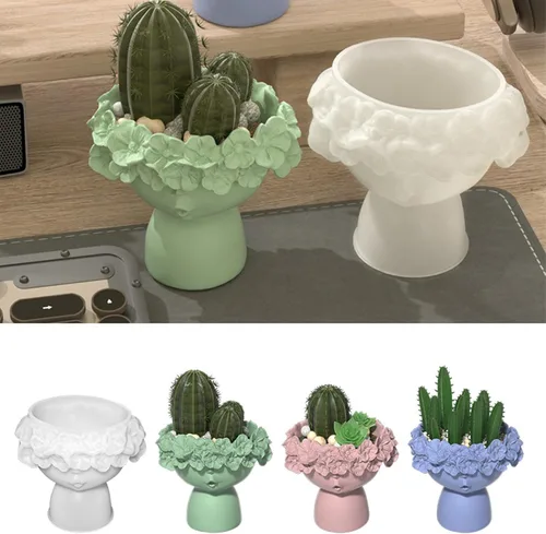 Vista 26 de Moldes de silicona de resina de búho para macetas de flores, moldes de macetas de cerámica y arcilla, molde de plantador de silicona para macetas