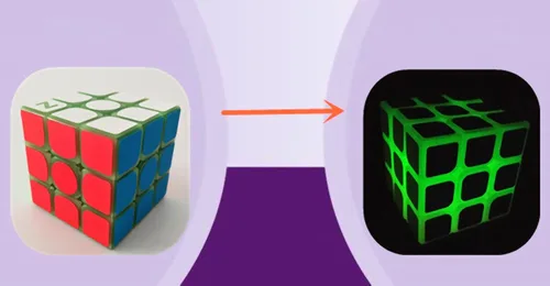 Vista 5 de AMAZA - Cubo de velocidad fluorescente 3 x 3, verde luminoso, plástico, rompecabezas, 1 juego, 1 unidad, 1 unidad, adulto