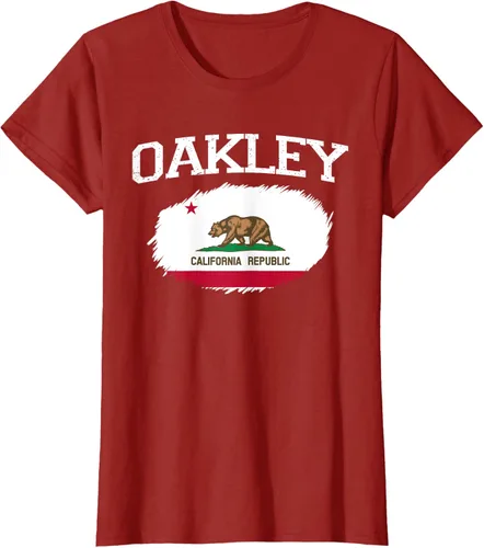 Vista 48 de OAKLEY CA CALIFORNIA Flag Vintage USA Sports Hombre Mujer Camiseta, Negro