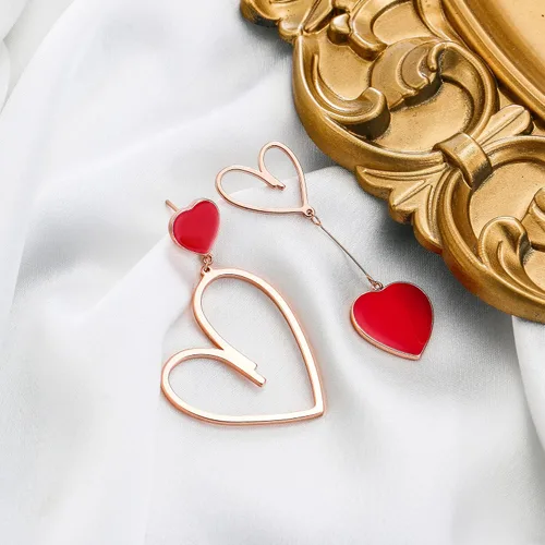 Vista 8 de Flyonce Juego de joyas de San Valentín para mujer, juego de joyas de corazón para mujer, collar con colgante de corazón, conjunto de aretes