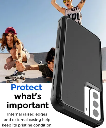 Vista 3 de AICase Funda protectora resistente para Samsung Galaxy S22 de 6.1 pulgadas (negra)