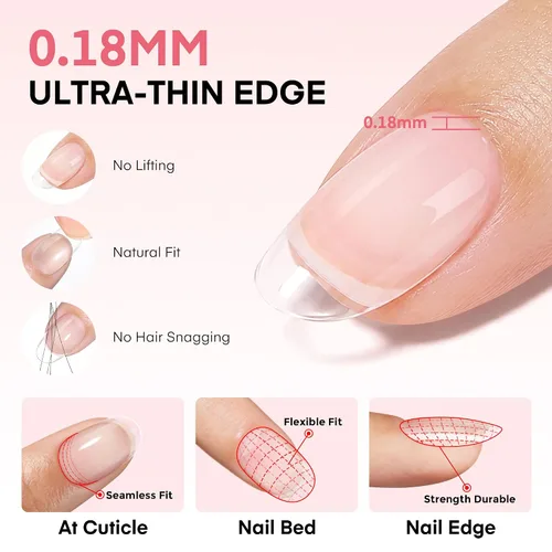 Vista 5 de UNA GELLA Puntas de uñas de gel cortas ovaladas, 150