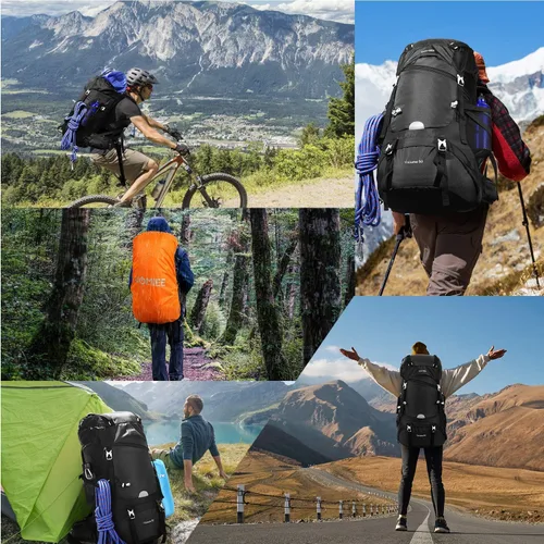 Vista 7 de HOMIEE 50L Hiking Backpack Travel Bag Waterproof Camping Rucksack