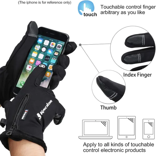 Vista 3 de FZ FANTASTIC ZONE Guantes de conducción impermeables para hombre con pantalla táctil resistente al viento, con forro polar