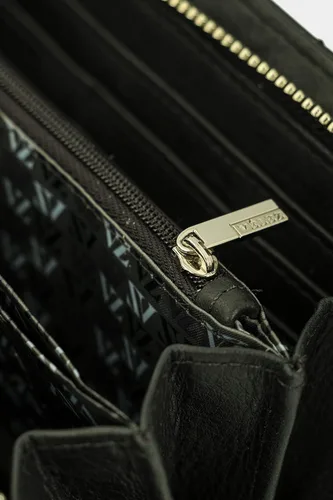 Vista 6 de VELEZ Cartera RFID de cuero con correa para la muñeca, bolso de mano largo, cartera para mujer con monedero, Cartera de cuero monogramado