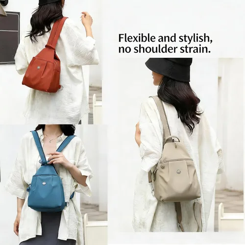 Vista 2 de 2025 Premium 3 en 1 bolsa de viaje antirrobo, mochila de tela Oxford impermeable de 2 vías, bolsa de mano para mujer, Negro, Tamaño único, Moda