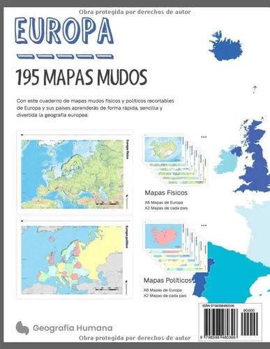 Vista 2 de Mapas Mudos, Europa Aprende la geografía del continente europeo con mapas mudos de todos sus países. (Geografía Humana Geografía de Europa)