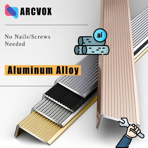 Vista 3 de ARCVOX Protector de borde de umbral en forma de L, tiras de transición para pisos resistentes a la suciedad, protector de borde de aluminio