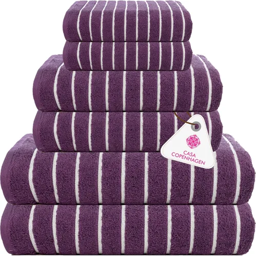 Vista 106 de CASA COPENHAGEN Exotic - Juego de 6 toallas de diseño de 100% algodón egipcio, color azul aguamarina, 550 GSM, 2 toallas de baño, 2 toallas de baño