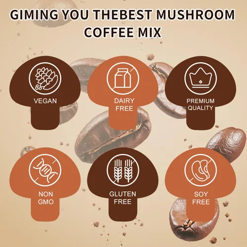 Vista 4 de CANLIST Café en polvo orgánico de hongos 9 en 1 con melena de león y chaga, Cordyceps, Reishi, Shiitake para enfoque cognitivo, apoyo inmunológico