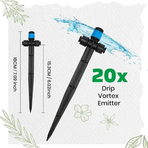 Vista 2 de MIXC 20 piezas de emisores de riego por goteo de dos vías de conexión rápida para tubos de riego por goteo de 1/4" - Emisores de goteo ajustables
