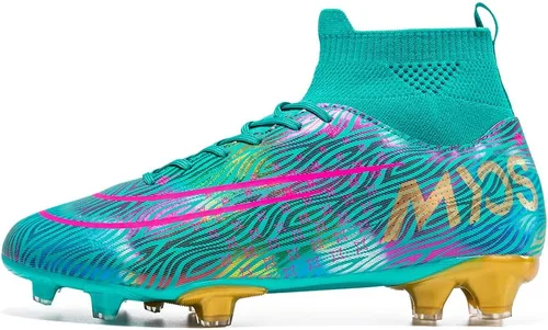 Vista 5 de JIEBUNIAO Botas de fútbol para hombre, tacos profesionales, zapatos de césped para mujer, tenis de entrenamiento de fútbol atlético para niños