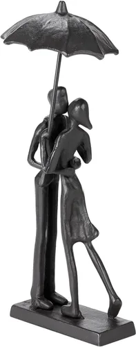 Vista 2 de Escultura de hierro hecha a mano, adorno de metal, figura de pareja, arte romántico, estatua de hierro, detalles modernos abstractos, figuritas