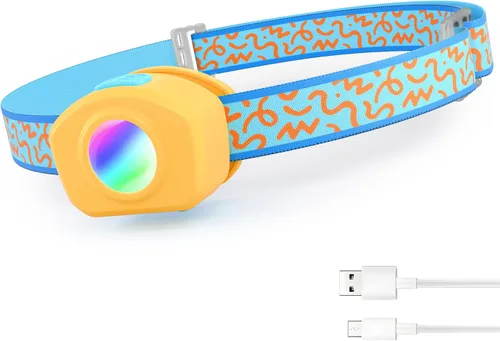 Vista 11 de EverBrite Linterna frontal LED recargable para niños con modo RGB y diadema ajustable, 3 modos multicolor para acampar, leer, explorar, senderismo