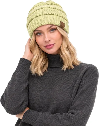Vista 38 de C.C Trendy Warm Chunky Soft Stretch Cable Knit Beanie 0 Leopardo Gris claro