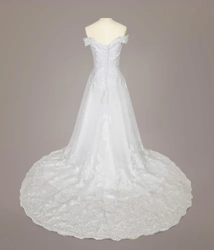Vista 4 de Fanciest Vestidos de novia de encaje para mujer 2024 vestidos de baile blancos