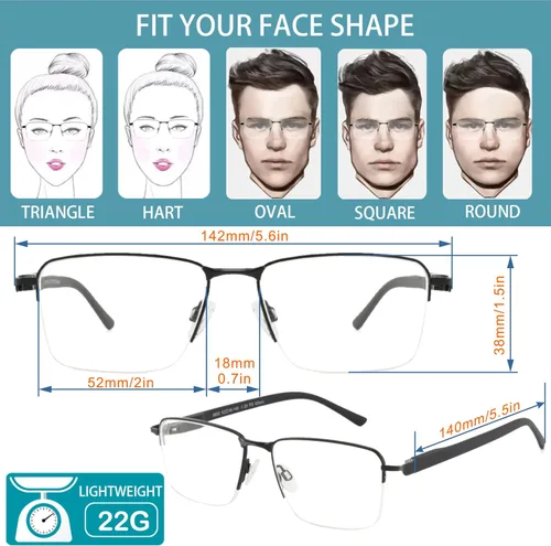 Vista 7 de Near Sighted Glasses for Men Women Half Nearsighted Distance Driving Myopia Eyeglasses Sprot Near Sighted Eyewear