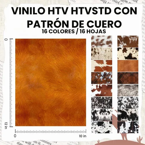 Vista 2 de HTVSTD Vinilo de transferencia de calor de piel de vacuno, 16 hojas de 12 x 10 pulgadas, vinilo para planchar