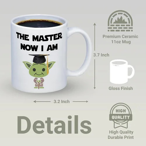 Vista 2 de Suchmugs Taza de grado de maestría - The Master Now I Am - Taza de café divertida de graduación universitaria - Taza de cerámica de 11 oz