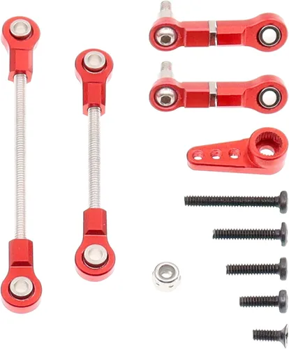 Vista 4 de Varilla de enlace de dirección delantera de metal, varillas, servo brazo 28T, compatible con WLtoys 1/28 284131 K969 k979 k989 k999 P929 RC Car