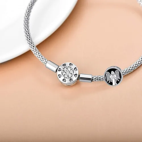 Vista 4 de LONAGO Abalorio de ángel de la guarda personalizado con foto para pulsera, para cualquier familia humana, mascotas, gatos, regalo para mujeres