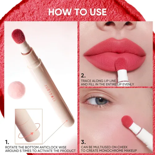 Vista 7 de JUDYDOLL - Lápiz labial para mujer, color rojo mate, larga duración N12 Toffee Peach