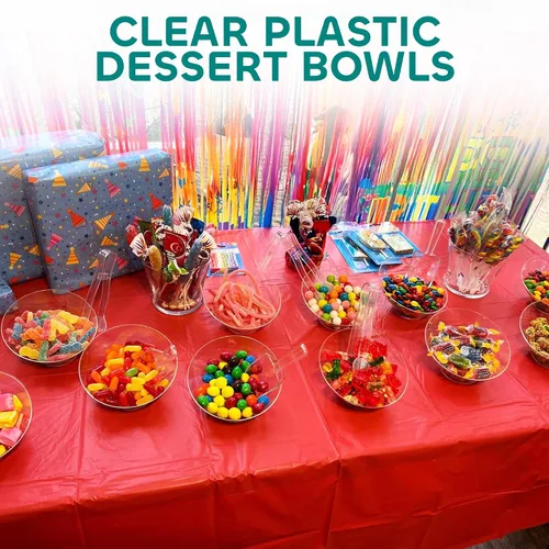 Vista 6 de Tazones de postre de plástico transparente de 6 onzas (16 piezas) con (8) cucharadas y (8) pinzas, vasos de barra de helado desechables duros