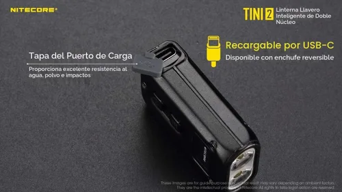 Vista 3 de NITECORE TINI 2 Dual LED recargable llavero luz - 500 lúmenes (negro)