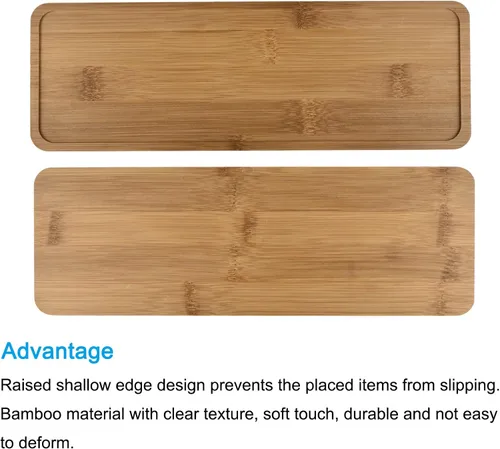 Vista 5 de PATIKIL Plato para maceta, bandeja rectangular de bambú de 11 x 3.7 pulgadas para interiores