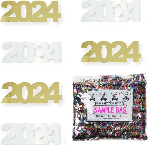 Vista 15 de Confetti Year 2024 Negro, Azul Royal Combo - 2 bolsas de media onza (1 oz)