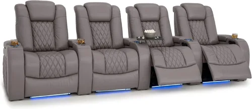 Vista 186 de Seatcraft Asiento de cine en casa Diamante Marrón Reclinable Individual