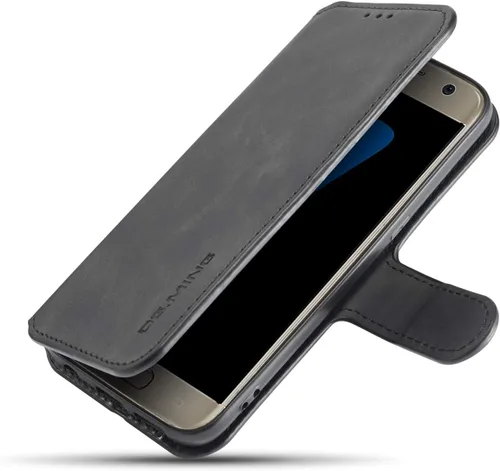 Vista 5 de UEEBAI Funda de cuero PU para Samsung Galaxy S7, Vintage Retro Premium Wallet Flip Cover TPU Inner Shell [Ranuras para tarjetas] [Cierre magnético]