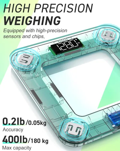 Vista 4 de INSMART Báscula de grasa corporal, báscula inteligente para peso corporal de 0.1 libras de alta precisión, báscula digital de peso de baño para IMC