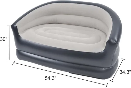 Vista 3 de Sofá inflable doble plegable, colchón inflable con reposabrazos, sofá de aire portátil para sala de estar interior y balcón al aire libre, patio