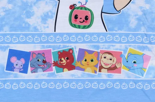 Vista 4 de Komar Kids CoComelon - Camisón de personaje JJ para niñas pequeñas con vestido de muñeca a juego, Azul bebé