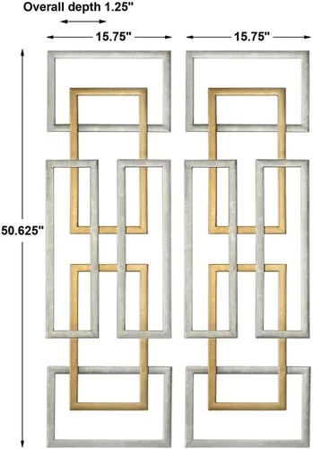 Vista 5 de Uttermost Aerin 50 3/4" H - Juego de arte geométrico de pared de metal (2 unidades)