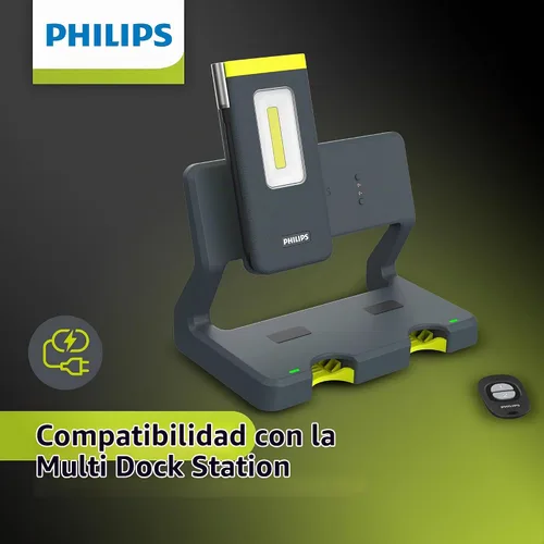 Vista 5 de Philips Xperion 6000 Luz de trabajo LED recargable de bolsillo, linterna de mano profesional de 300 lúmenes con base magnética y gancho